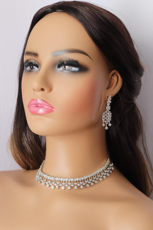 Nia CZ Necklace Set • Diamond Necklace • American Diamond Necklace • CZ Necklace • Indian Jewelry • Bridal Necklace