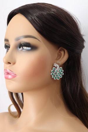 Diamond Peacock Earrings/ Indian Jewelry/ Indian Earrings/ CZ Earrings/ Statement Jewelry/ Statement Earrings Studs Swarovski Elements