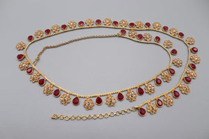 Ruby Gold Polki Belly Chain/ Kamarbandh// Indian Jewelry/ Indian waist chain/ Jewelry Belt/ South Jewelry/ Boho Jewelry/ Ethnic Jewelry