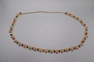 Ruby Green Gold Polki Belly Chain/ Kamarbandh// Indian Jewelry/ Indian waist chain/ Jewelry Belt/ South Jewelry/ Ethnic Jewelry