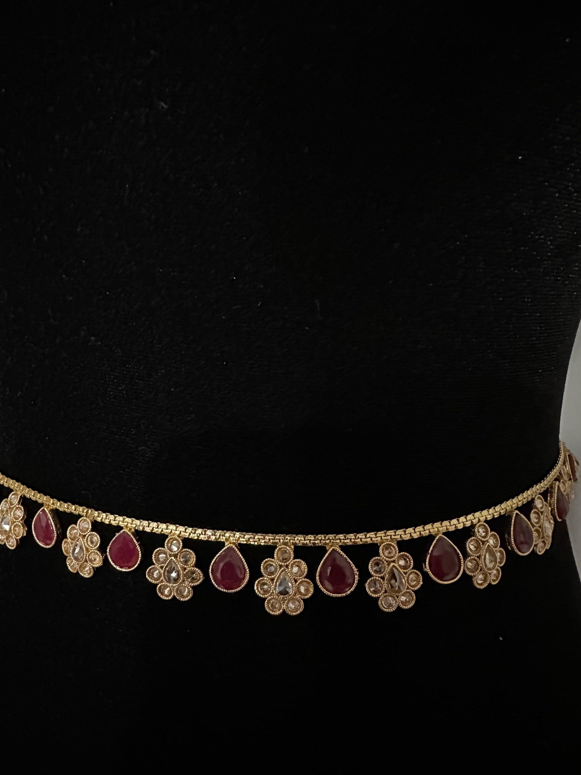 Ruby Gold Polki Belly Chain/ Kamarbandh// Indian Jewelry/ Indian waist chain/ Jewelry Belt/ South Jewelry/ Boho Jewelry/ Ethnic Jewelry