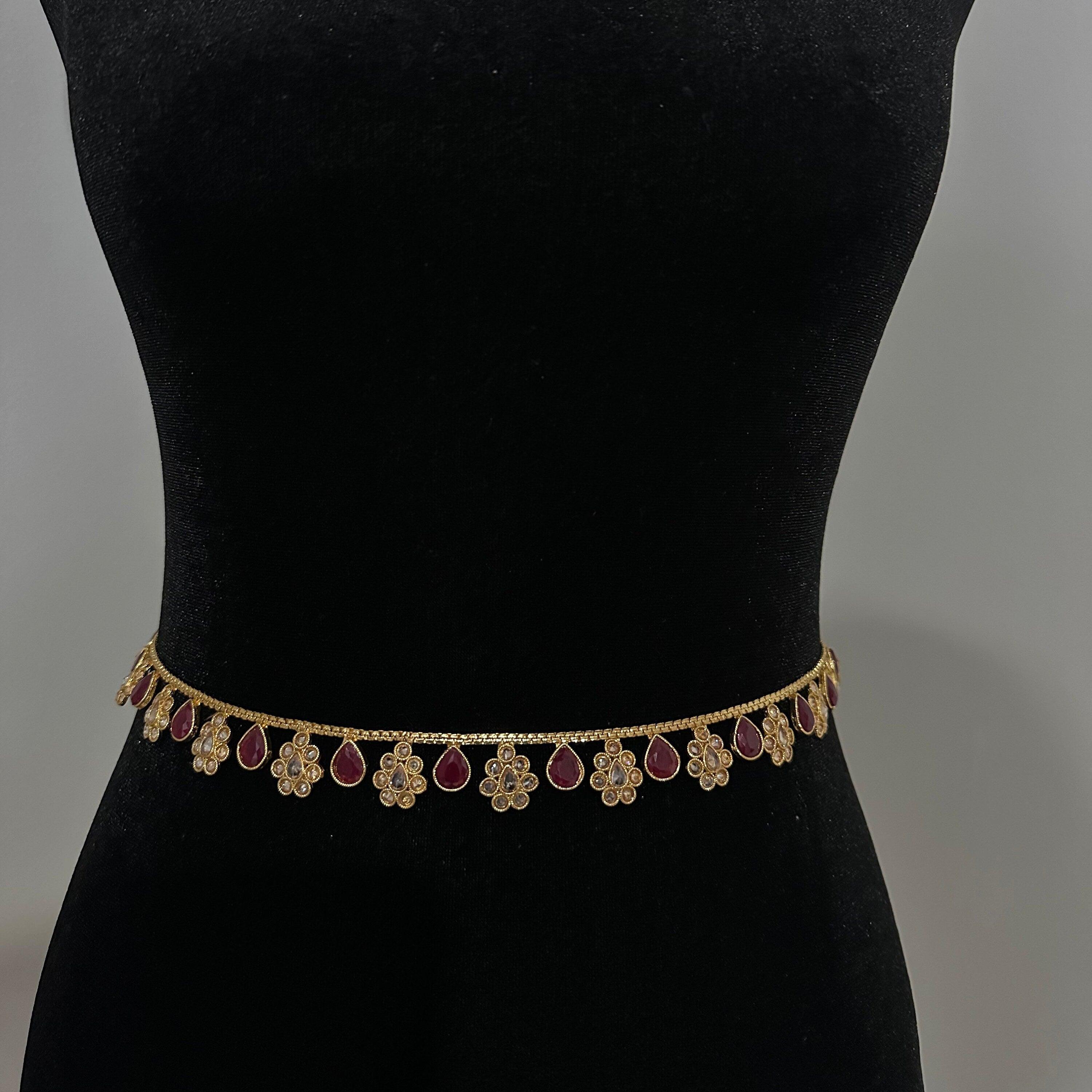 Ruby Gold Polki Belly Chain/ Kamarbandh// Indian Jewelry/ Indian waist chain/ Jewelry Belt/ South Jewelry/ Boho Jewelry/ Ethnic Jewelry