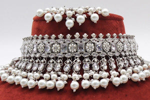 Silver Polki Choker • Pakistani Jewelry • Indian Choker • Indian Necklace • Polki Jewelry • Pakistani Necklace • Kundan Necklace • Silver