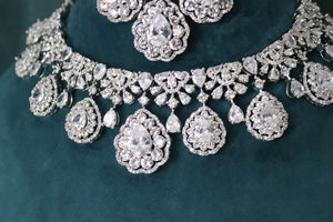 5 Piece CZ Necklace Set • Crystal Necklace • Wedding Jewelry • American Diamond Necklace • Pakistani Jewelry • CZ Necklace • Indian Jewelry