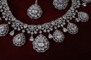 5 Piece CZ Necklace Set • Crystal Necklace • Wedding Jewelry • American Diamond Necklace • Pakistani Jewelry • CZ Necklace • Indian Jewelry