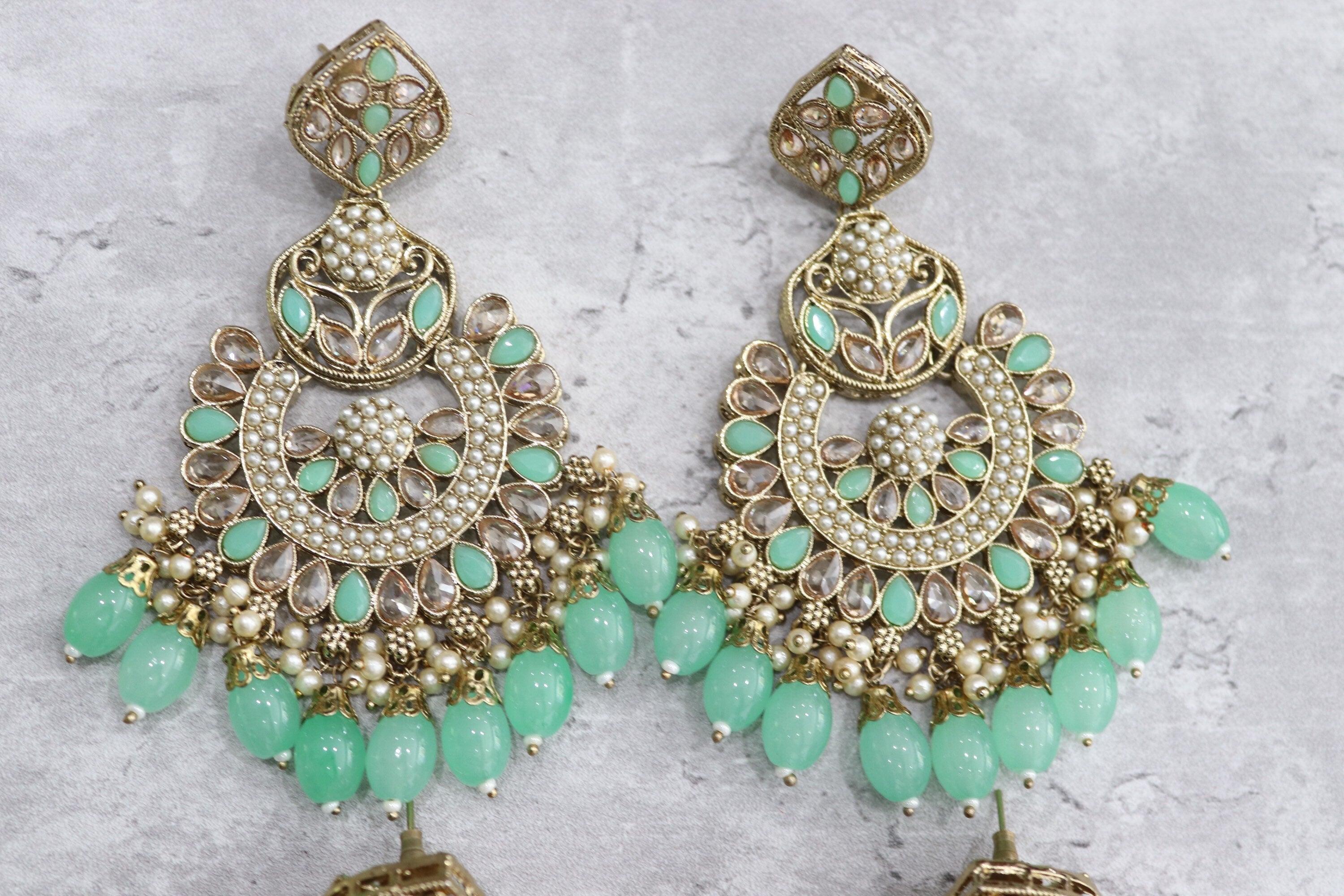 Polki Chaandbali Jhumka Kundan Indian Earrings Punjabi Jewelry Pakistani Earrings Kundan Chaandbali Jhumka Bollywood Earrings Statement