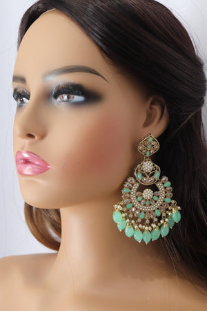 Polki Chaandbali Jhumka Kundan Indian Earrings Punjabi Jewelry Pakistani Earrings Kundan Chaandbali Jhumka Bollywood Earrings Statement