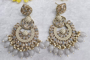 Polki Chaandbali Jhumka Kundan Indian Earrings Punjabi Jewelry Pakistani Earrings Kundan Chaandbali Jhumka Bollywood Earrings Statement