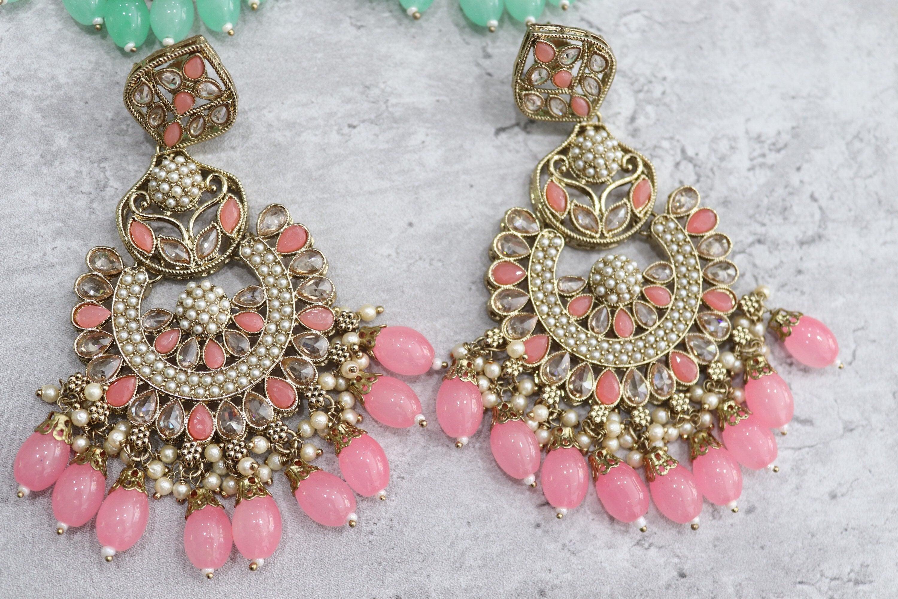 Polki Chaandbali Jhumka Kundan Indian Earrings Punjabi Jewelry Pakistani Earrings Kundan Chaandbali Jhumka Bollywood Earrings Statement