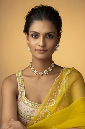 Floral Premium Kundan Choker Pearl Kundan Jewelry Set Kundan Necklace Sabyasachi Jewelry Polki Jewelry Indian Necklace Set Pakistani