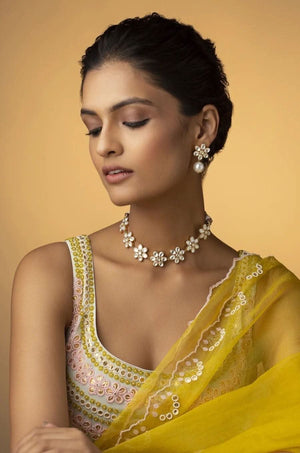 Floral Premium Kundan Choker Pearl Kundan Jewelry Set Kundan Necklace Sabyasachi Jewelry Polki Jewelry Indian Necklace Set Pakistani
