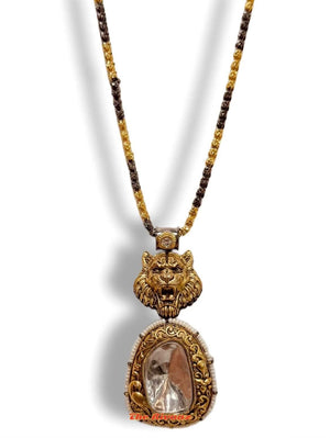 Sabhyasachi inspired Jaguar Kundan Pendant With Earrings Indian Jewelry Bollywood Indian Necklace Sabyasachi Necklace Statement Jewelry