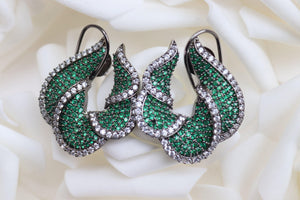 Emerald Green Pave CZ Diamond Studs Indian jewelry Indian Earrings Indian Studs Pakistani Studs American Diamond Earrings CZ Earrings