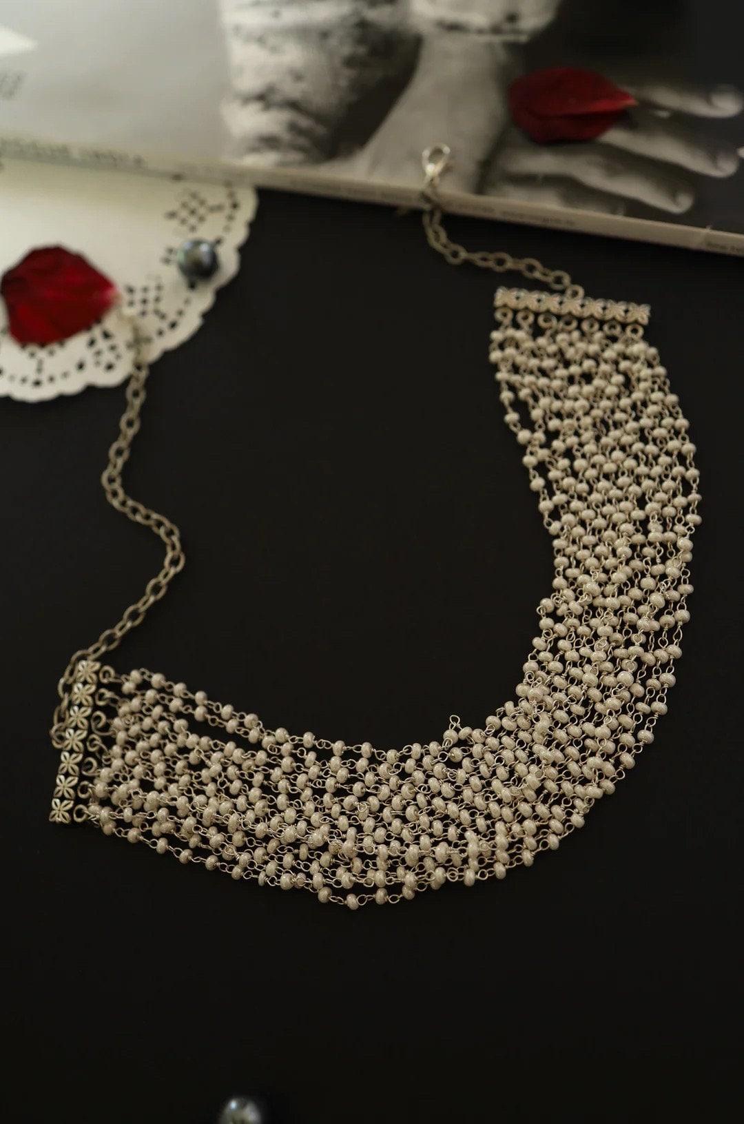 Silver Pearl Choker Indian Jewelry Gold Choker Indian Wedding Jewelry Pakistani Bollywood Jewelry Punjabi Indian Choker
