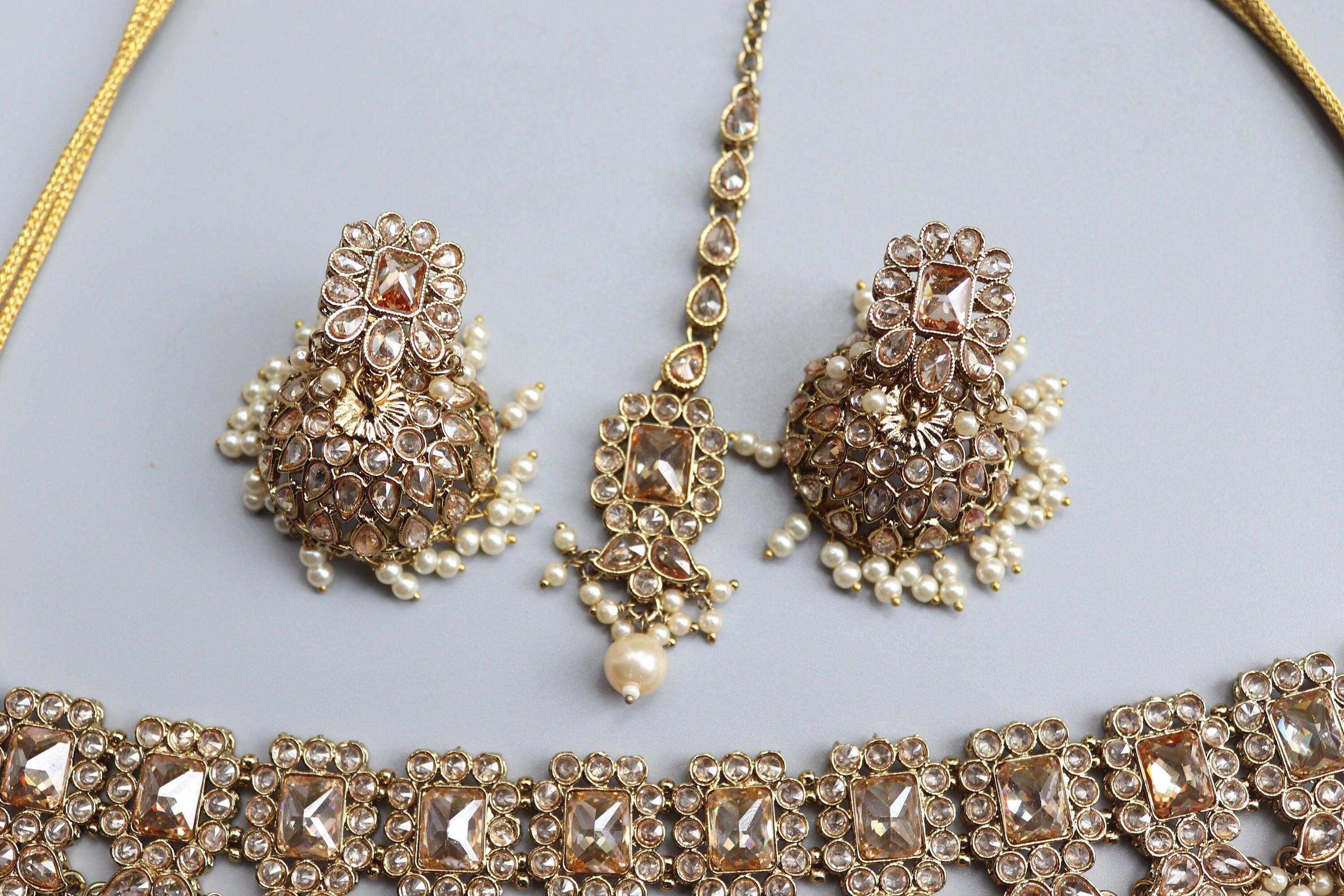 Myra Gold Polki Choker Punjabi Jewelry Indian Choker Kundan Jewelry Pakistani Necklace Indian Necklace Set Choker Necklace Indian Jewellery