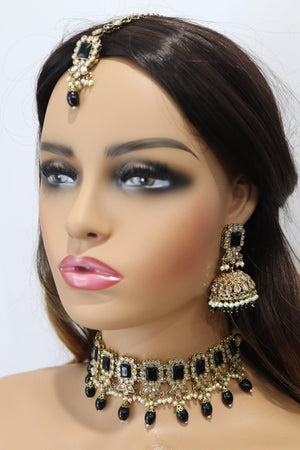 Myra Octo Black Polki Choker Set India Necklace Set Punjabi Jewelry Pakistani Necklace Indian Jewelry Bollywood Black Kundan Necklace