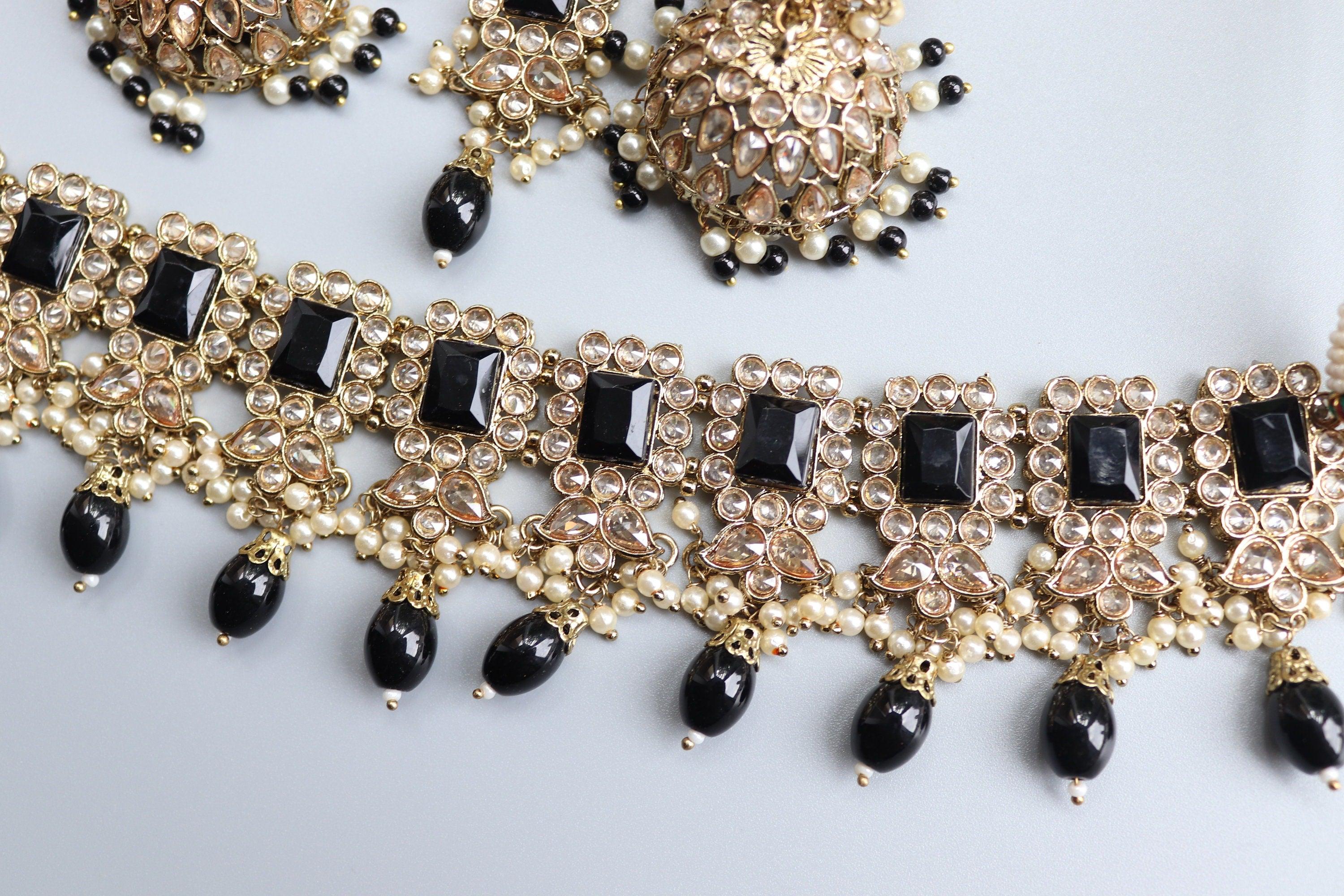 Myra Octo Black Polki Choker Set India Necklace Set Punjabi Jewelry Pakistani Necklace Indian Jewelry Bollywood Black Kundan Necklace