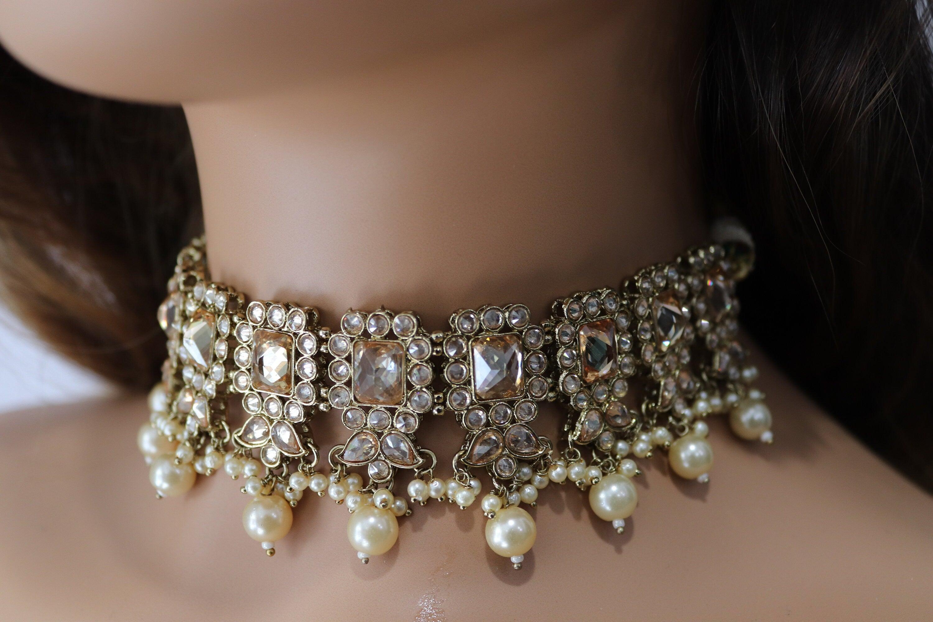 Myra Gold Polki Choker Punjabi Jewelry Indian Choker Kundan Jewelry Pakistani Necklace Indian Necklace Set Choker Necklace Indian Jewellery