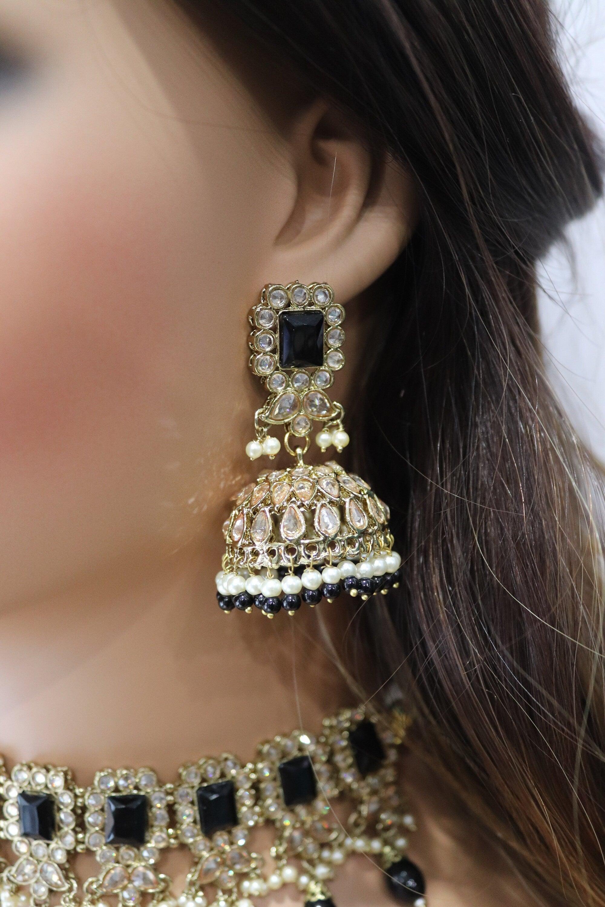 Myra Octo Black Polki Choker Set India Necklace Set Punjabi Jewelry Pakistani Necklace Indian Jewelry Bollywood Black Kundan Necklace