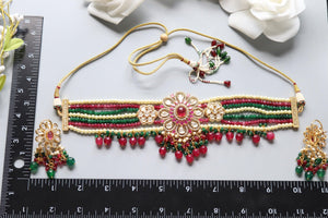 Ruby Green Fine Kundan Choker/ Indian Jewelry/ Pakistani Jewelry/ Indian Necklace/ Indian Choker/ Indian Wedding Necklace Set/ Kundan Choker