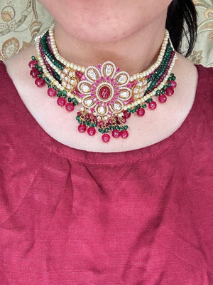 Ruby Green Fine Kundan Choker/ Indian Jewelry/ Pakistani Jewelry/ Indian Necklace/ Indian Choker/ Indian Wedding Necklace Set/ Kundan Choker