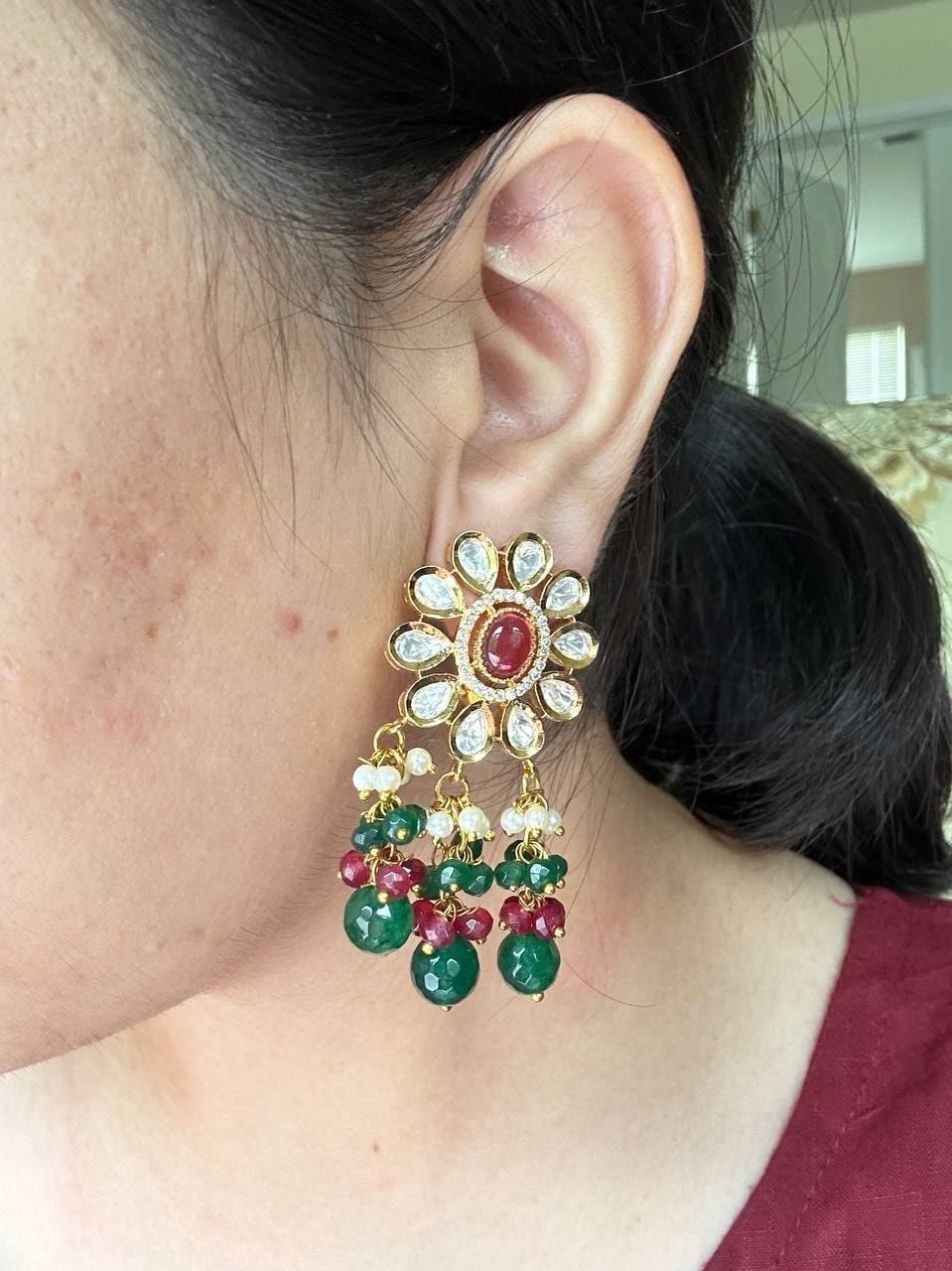Ruby Green Fine Kundan Choker/ Indian Jewelry/ Pakistani Jewelry/ Indian Necklace/ Indian Choker/ Indian Wedding Necklace Set/ Kundan Choker