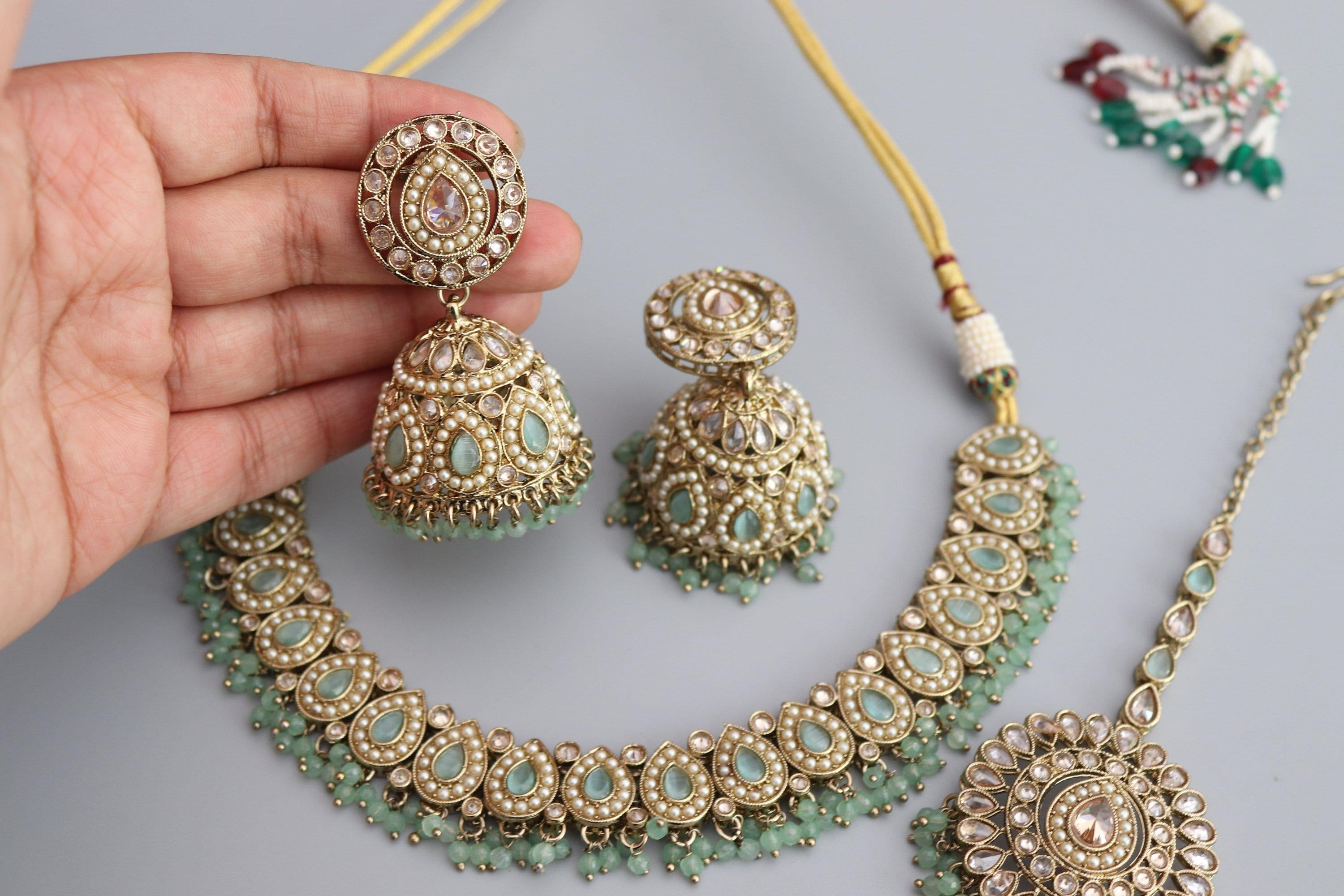 Simi Mint Polki Necklace Kundan Necklace Punjabi Jewelry Indian Jewelry Indian Necklace Indian Choker Set Pakistani Jewelry