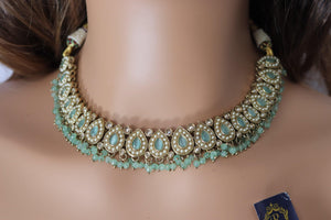 Simi Mint Polki Necklace Kundan Necklace Punjabi Jewelry Indian Jewelry Indian Necklace Indian Choker Set Pakistani Jewelry