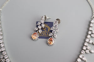 Sold Out May Gold CZ Diamond Necklace White Rhodium American Diamond Necklace Pakistani Jewelry Statement Necklace Cubic Zirconia Necklace