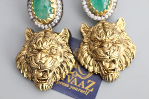 Sabya inspired Jaguar tropical earrings Long Indian Earrings Chaandbali Sabhysachi Jewelry Indian Jewelry Indian Earrings Bollywood Jewelry
