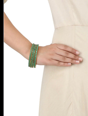 Emerald Green Gold Bangles Set of 4 bangles Indian Bangle Set Indian Jewelry Indian Bangle Bracelet Green Bangle Pakistani Bangle