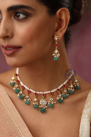 Pacchi Kundan Necklace Melon Beads Kundan Necklace Indian Necklace Set