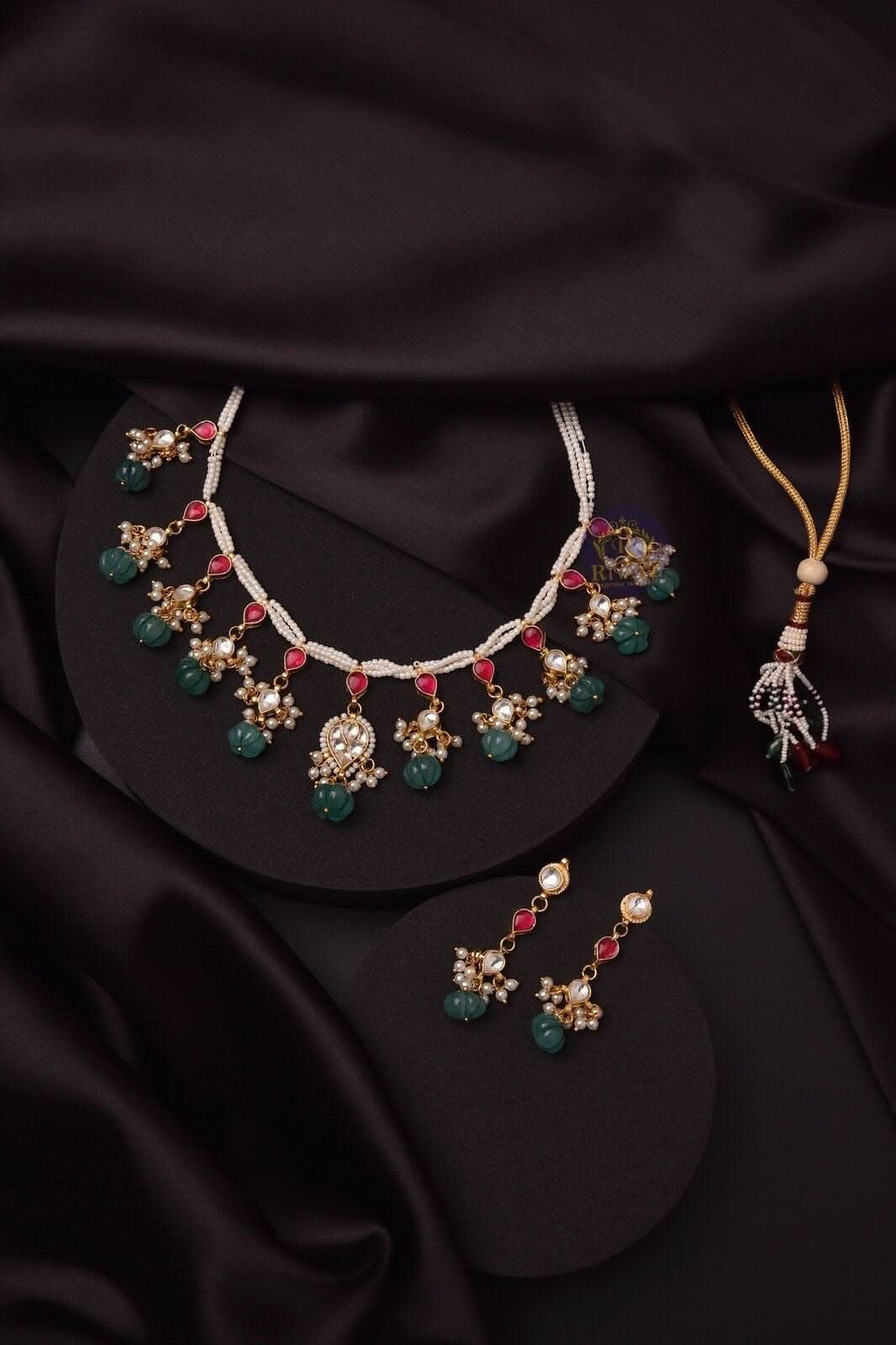 Pacchi Kundan Necklace Melon Beads Kundan Necklace Indian Necklace Set