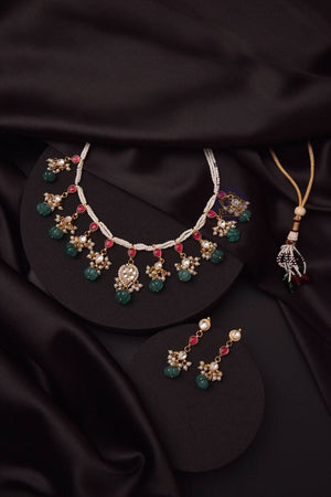 Pacchi Kundan Necklace Melon Beads Kundan Necklace Indian Necklace Set