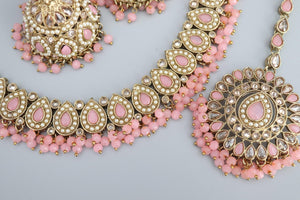 Simi Baby Pink Polki Necklace Kundan Gold Necklace by Rivaaz Jewelry Kundan Necklace Set