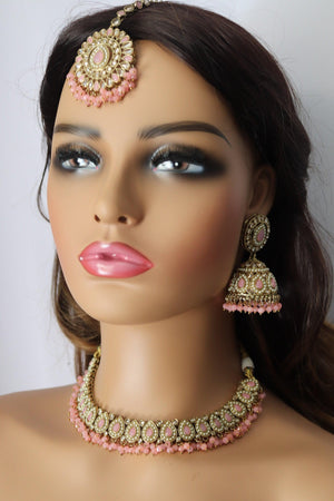 Simi Baby Pink Polki Necklace Kundan Gold Necklace by Rivaaz Jewelry Kundan Necklace Set