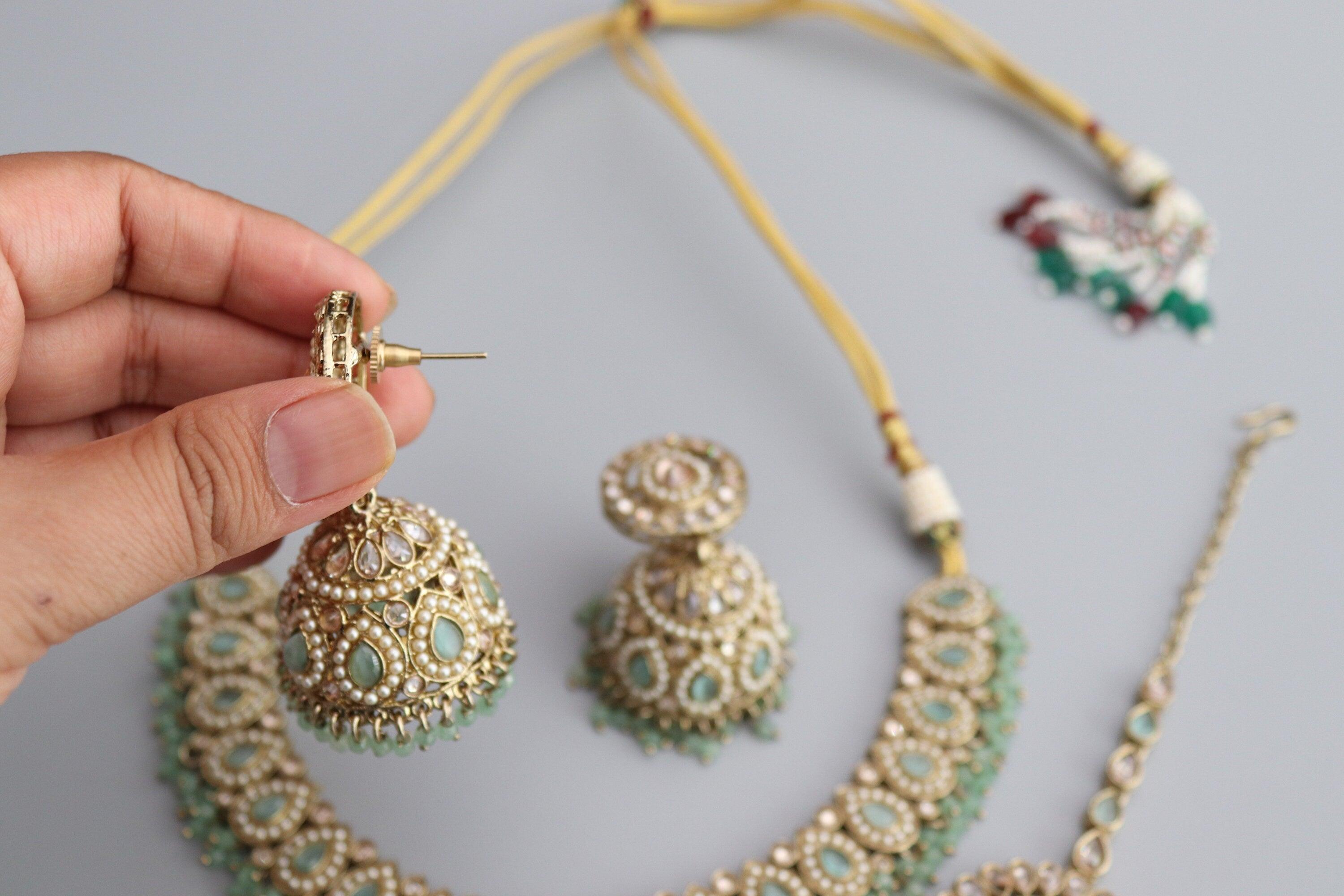 Simi Mint Polki Necklace Kundan Necklace Punjabi Jewelry Indian Jewelry Indian Necklace Indian Choker Set Pakistani Jewelry