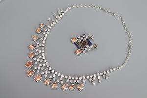 Sold Out May Gold CZ Diamond Necklace White Rhodium American Diamond Necklace Pakistani Jewelry Statement Necklace Cubic Zirconia Necklace