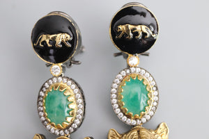 Sabya inspired Jaguar tropical earrings Long Indian Earrings Chaandbali Sabhysachi Jewelry Indian Jewelry Indian Earrings Bollywood Jewelry