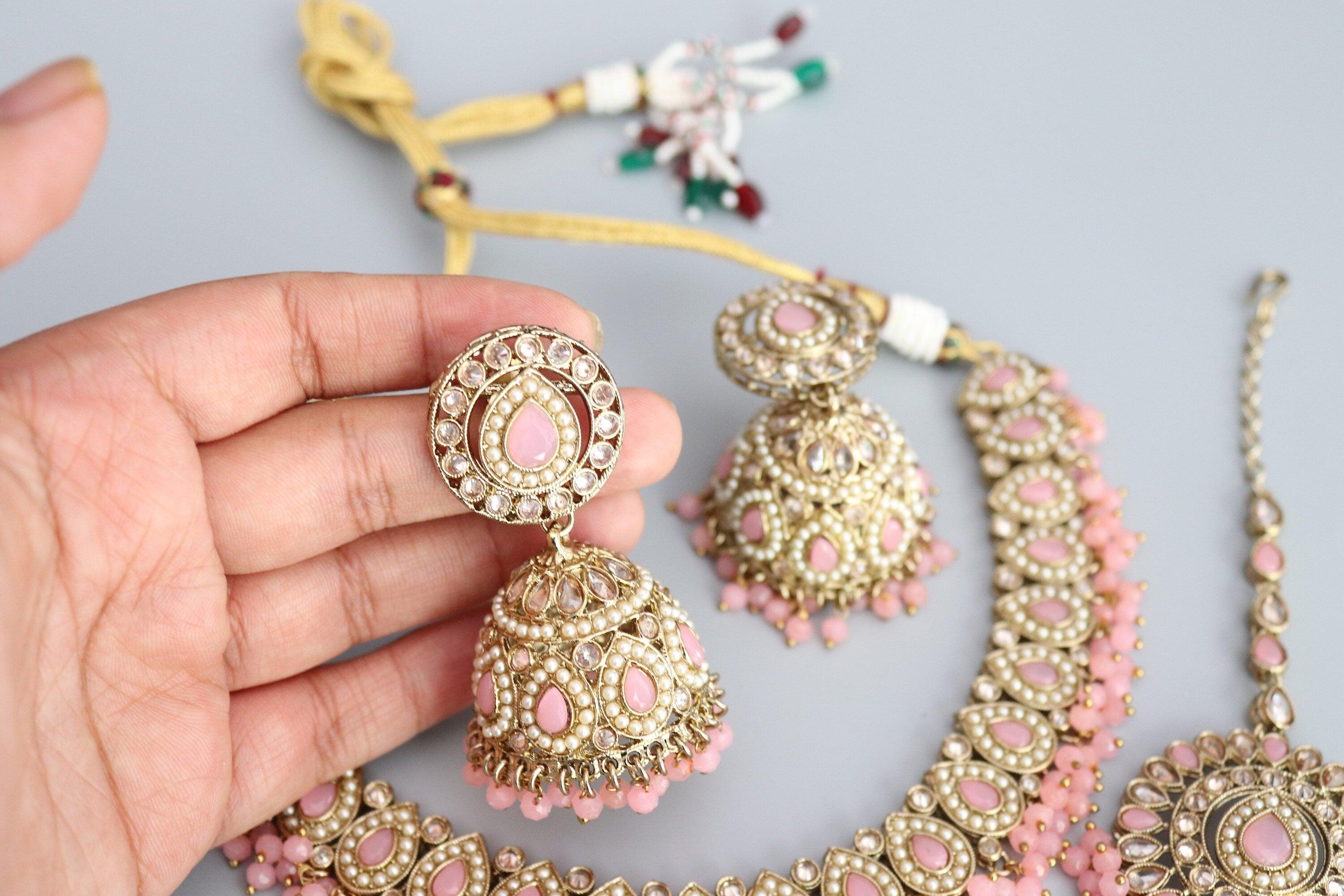 Simi Baby Pink Polki Necklace Kundan Gold Necklace by Rivaaz Jewelry Kundan Necklace Set
