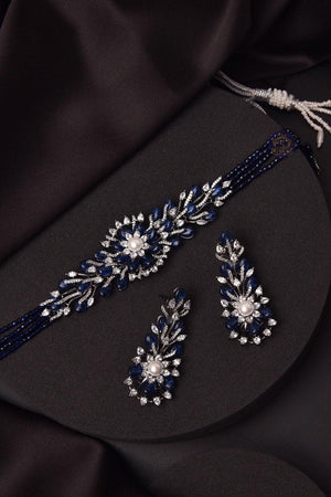 Mia Sapphire Blue Diamond Choker Necklace Indian Choker