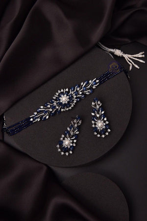 Mia Sapphire Blue Diamond Choker Necklace Indian Choker