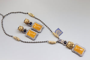 Inspired Long Jaguar Necklace Fusion Indian Necklace Indian Jewelry