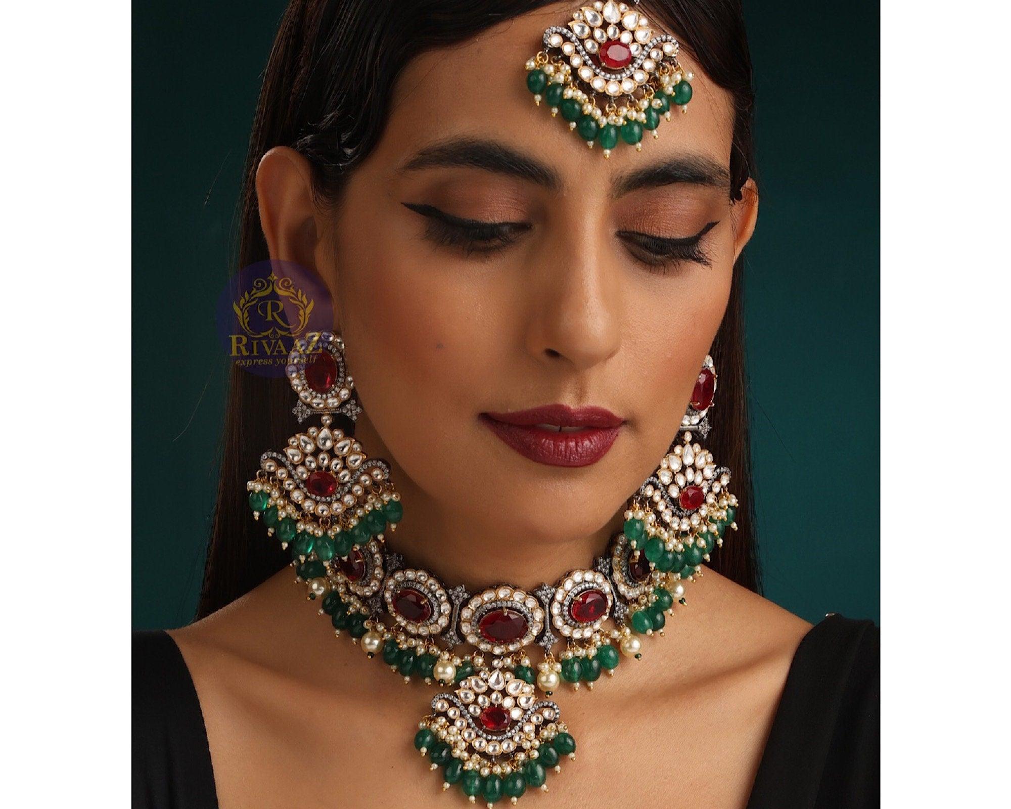 Neha Kundan Choker Indian Bridal Set Gold Kundan Choker Pakistani Jewelry Kundan Necklace Indian Choker Jewelry Kundan Set