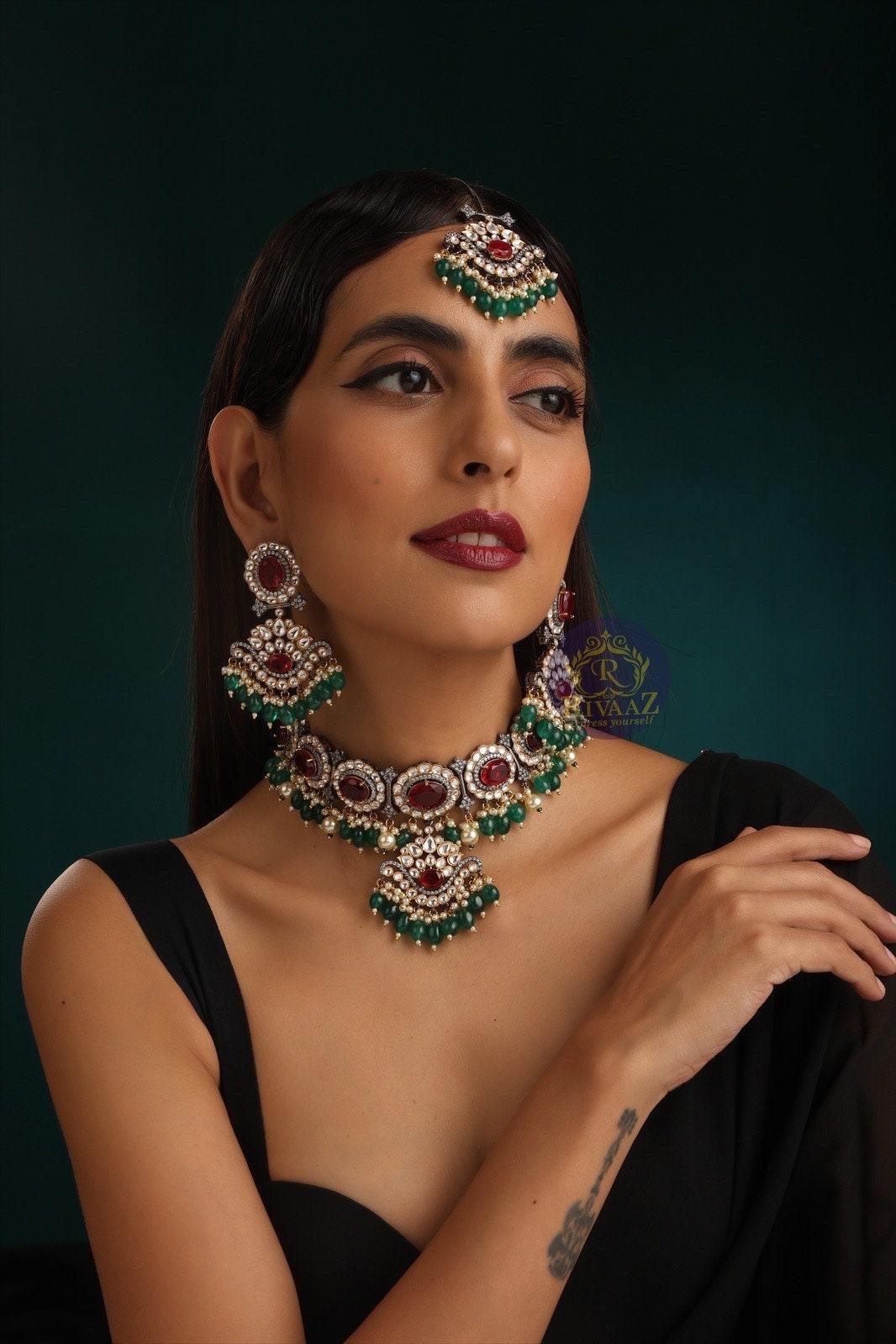Neha Kundan Choker Indian Bridal Set Gold Kundan Choker Pakistani Jewelry Kundan Necklace Indian Choker Jewelry Kundan Set