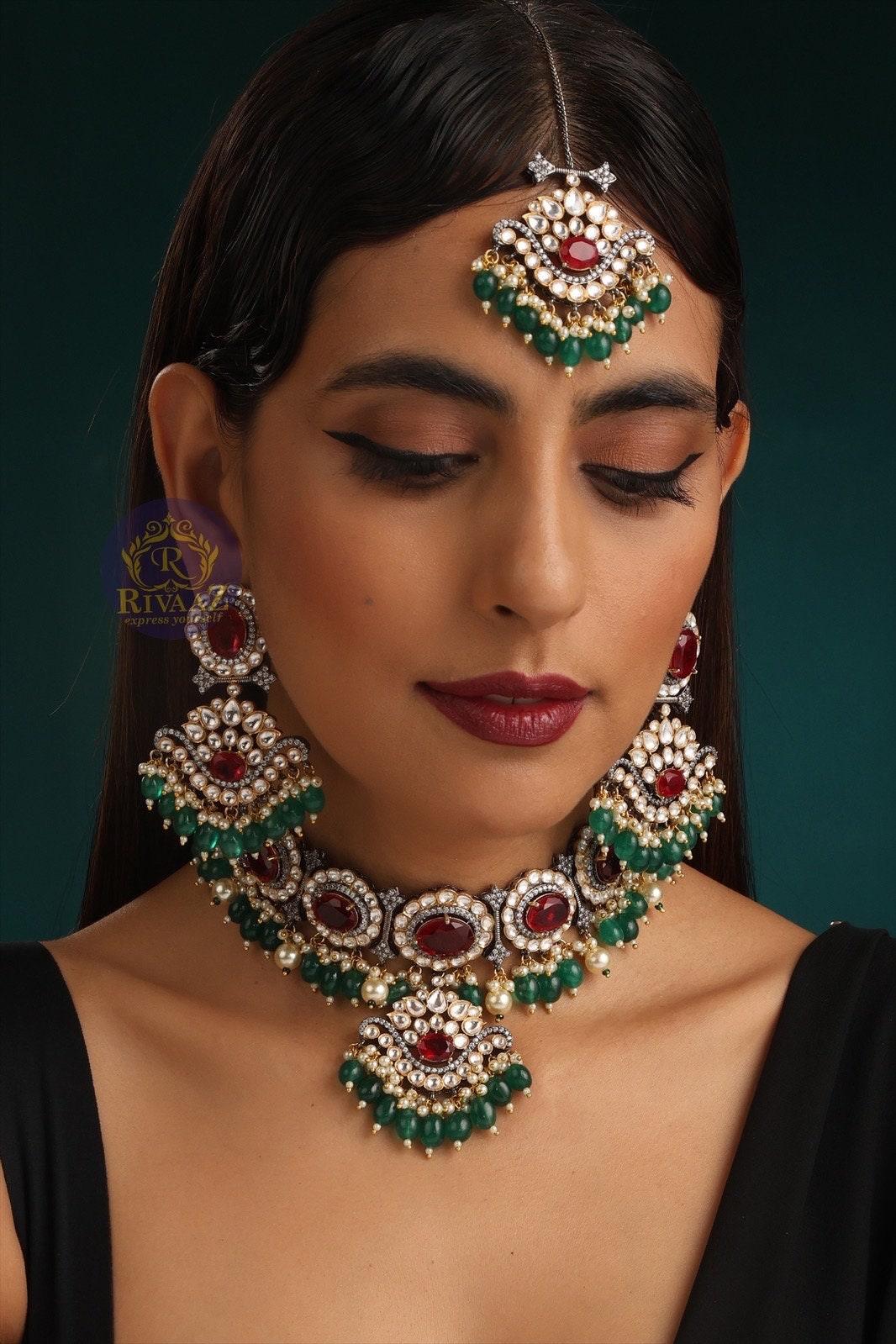 Neha Kundan Choker Indian Bridal Set Gold Kundan Choker Pakistani Jewelry Kundan Necklace Indian Choker Jewelry Kundan Set