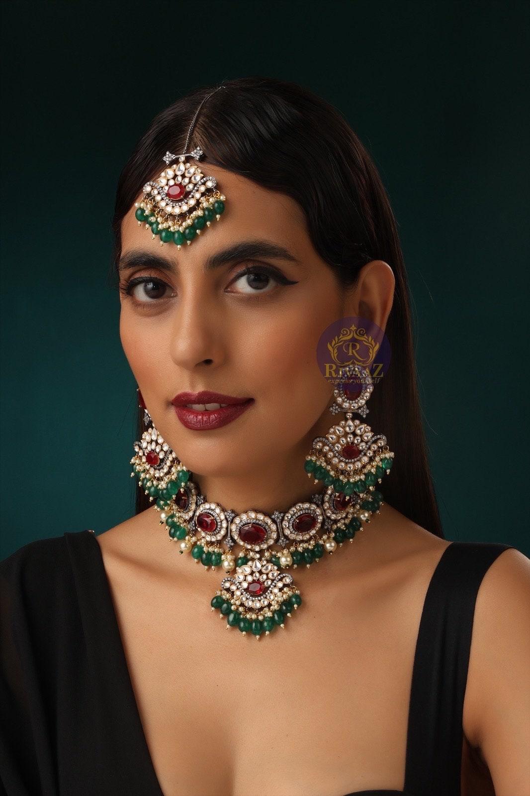 Neha Kundan Choker Indian Bridal Set Gold Kundan Choker Pakistani Jewelry Kundan Necklace Indian Choker Jewelry Kundan Set