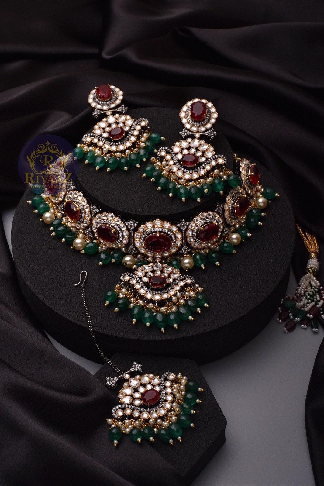 Neha Kundan Choker Indian Bridal Set Gold Kundan Choker Pakistani Jewelry Kundan Necklace Indian Choker Jewelry Kundan Set