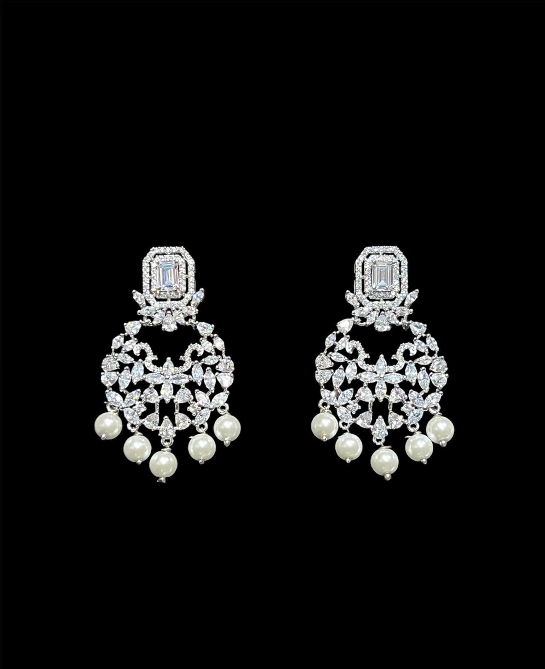 Pre Order Pari Pearl Diamond Choker CZ Choker American Diamond Necklace Set Choker Necklace Indian Cubic Zirconia Necklace Pakistani Jewelry