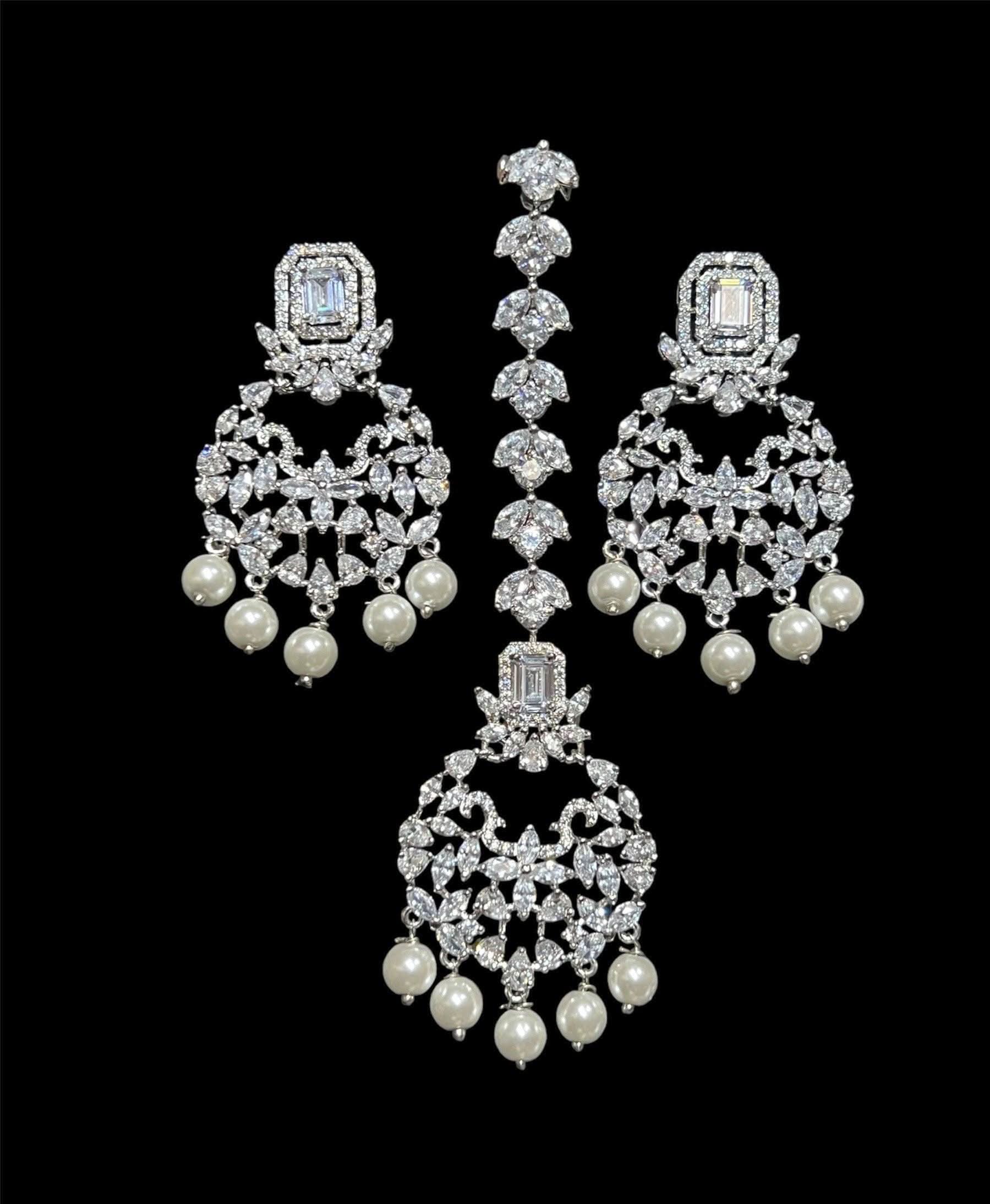 Pre Order Pari Pearl Diamond Choker CZ Choker American Diamond Necklace Set Choker Necklace Indian Cubic Zirconia Necklace Pakistani Jewelry